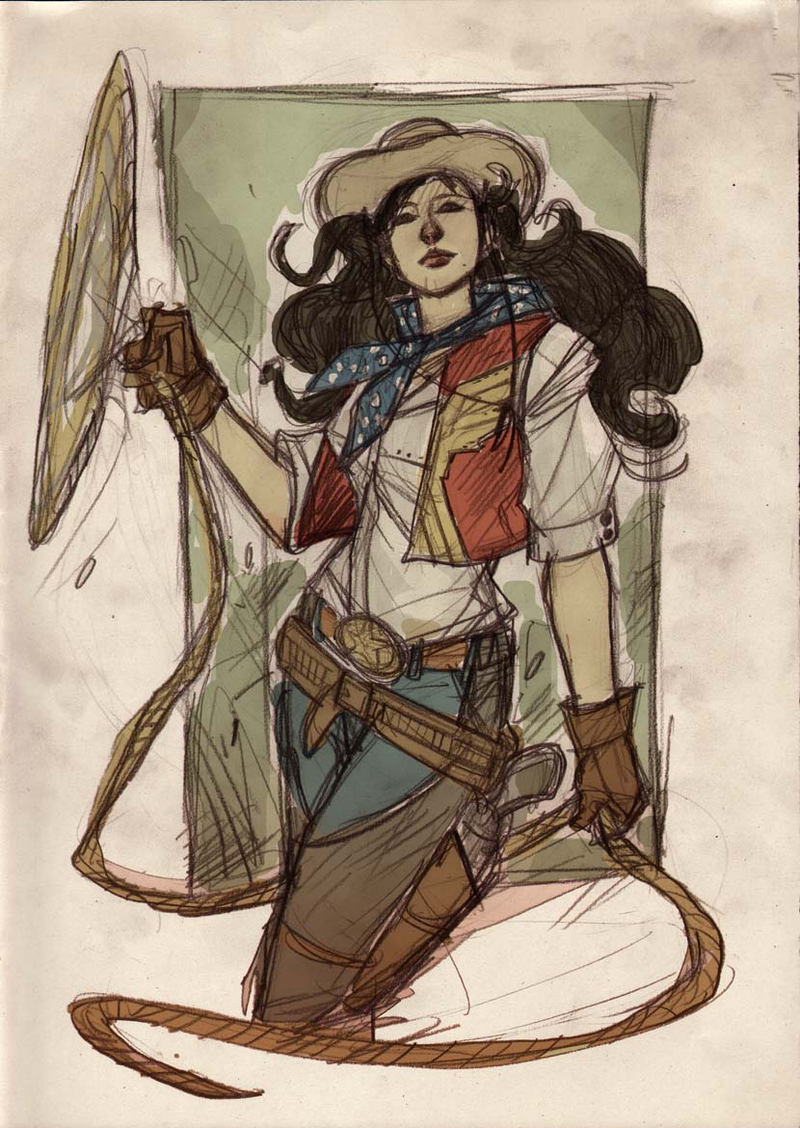 Illustration for article titled Wonder Woman's lasso is perfect for these Wild West Justice League illustrations